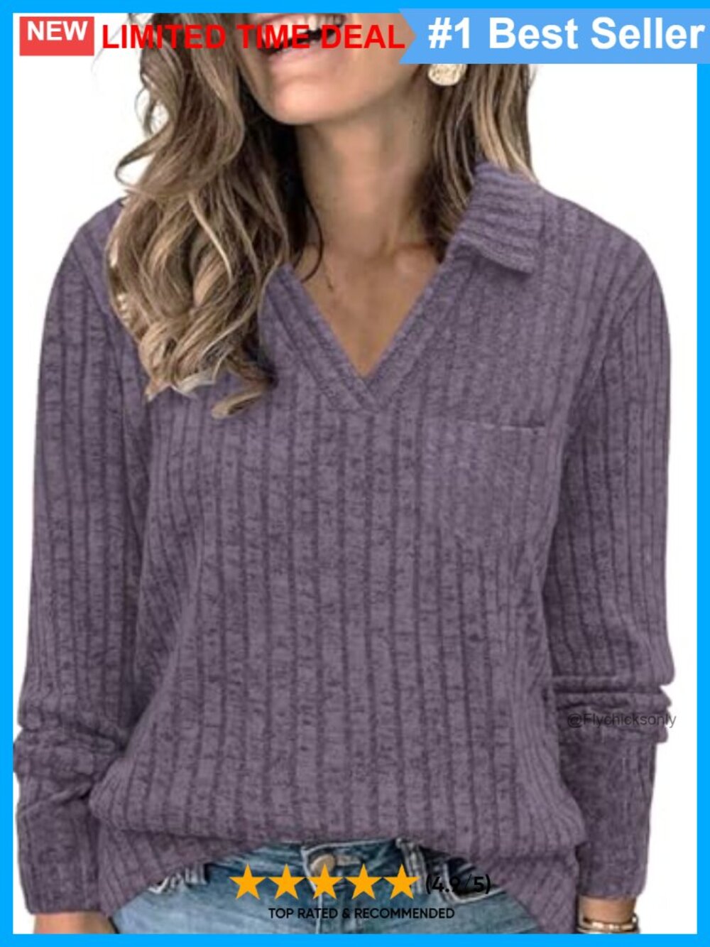 Plus Size Collared V Neck Polo Sweater Lightweight Long Sleeve Tunic